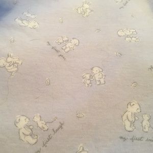 Handmade baby blanket with baby rabbits.